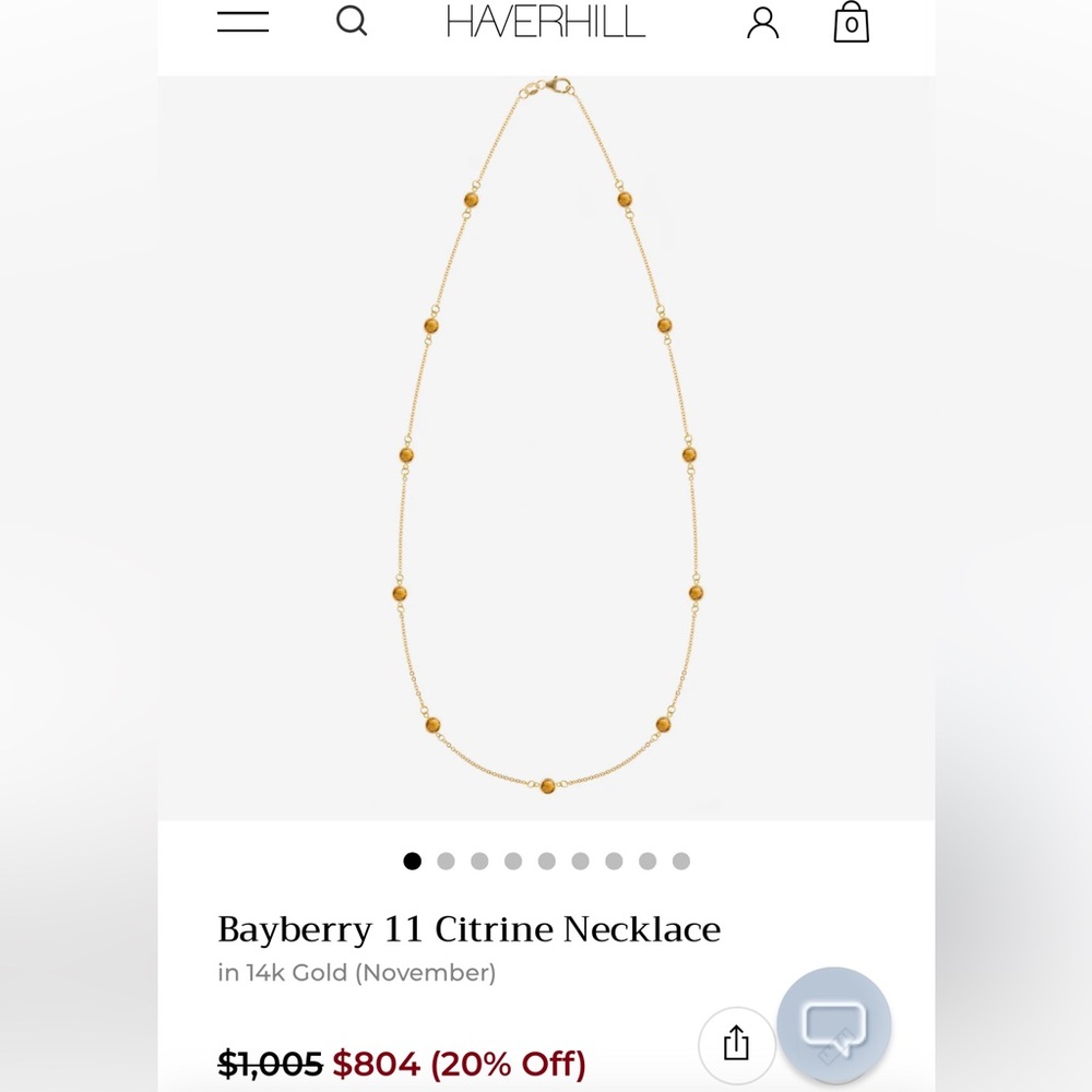 Haverhill Bayberry 11 Citrine Necklace 14K Gold